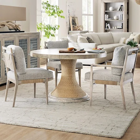 4-Piece Round Table and Upholstered Chair Set